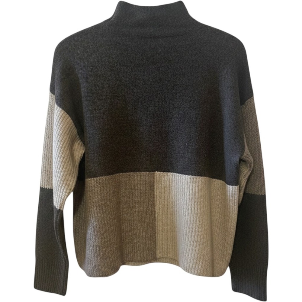 Paper Crane Colorblock Mock Neck Knit Sweater Long Sleeve Patchwork Size S